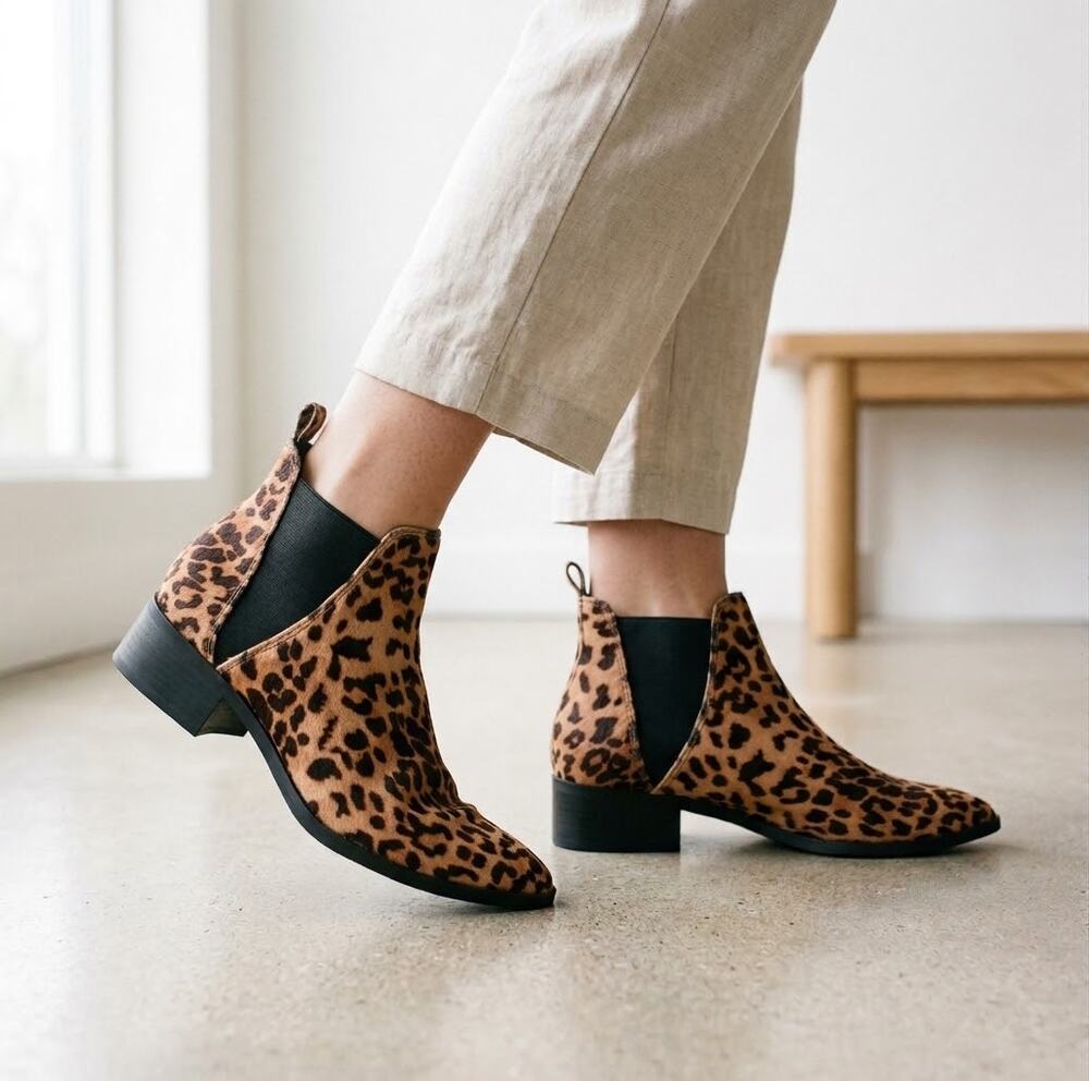 NEW A New Day target Women’s Ellie Ankle Booties Shoe Brown Leopard Print Boot 6